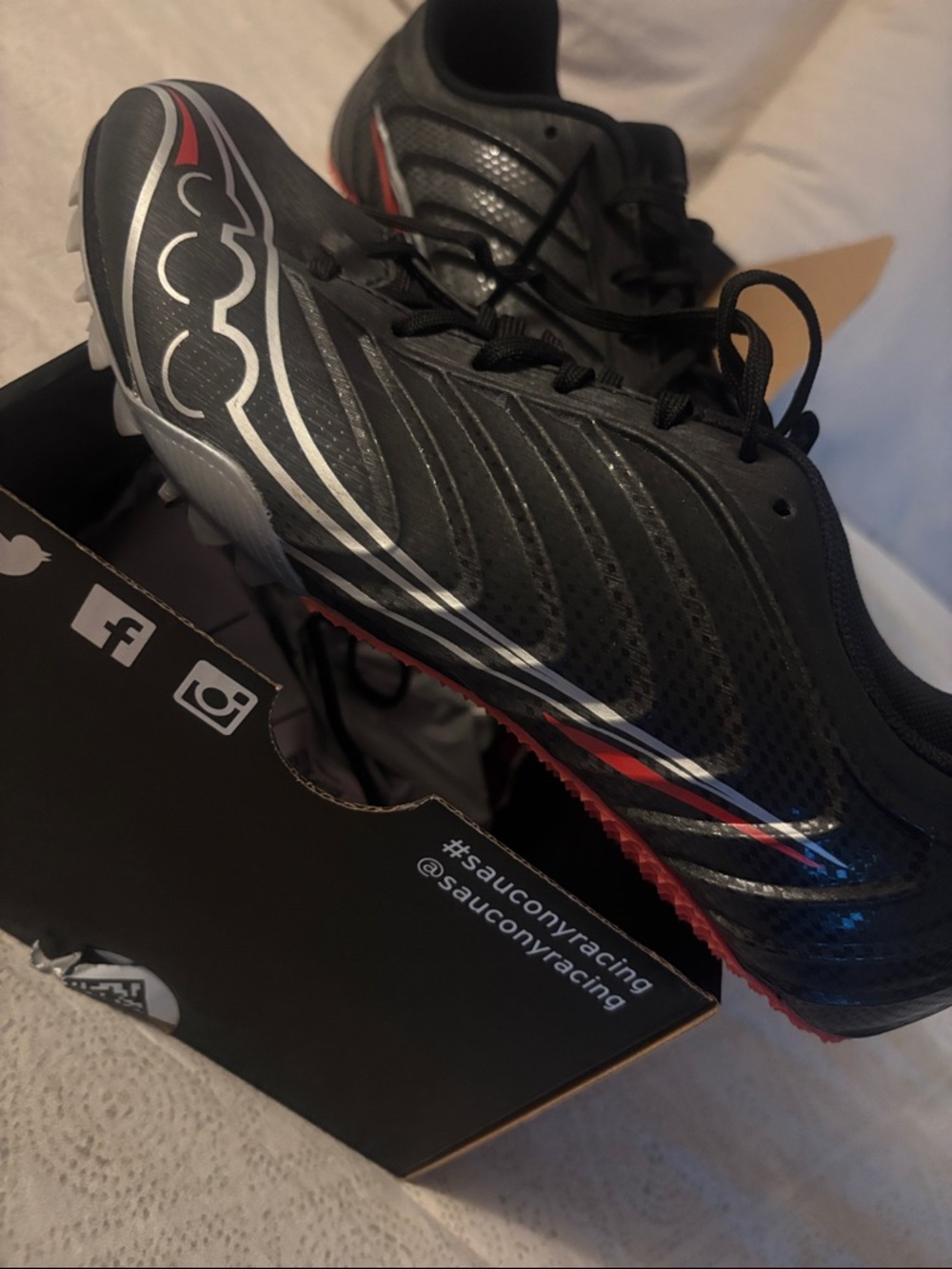 Saucony Men’s Black and Red Track Racing Spikes